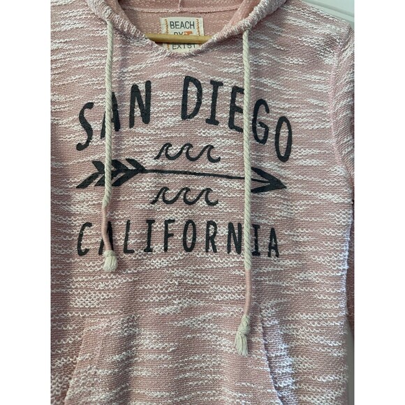Beach By Exist Knit Hoodie San Diego Slim Pink White Lightweight Size M - Picture 2 of 7